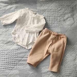 Zara White and Tan Kids Matching Set
